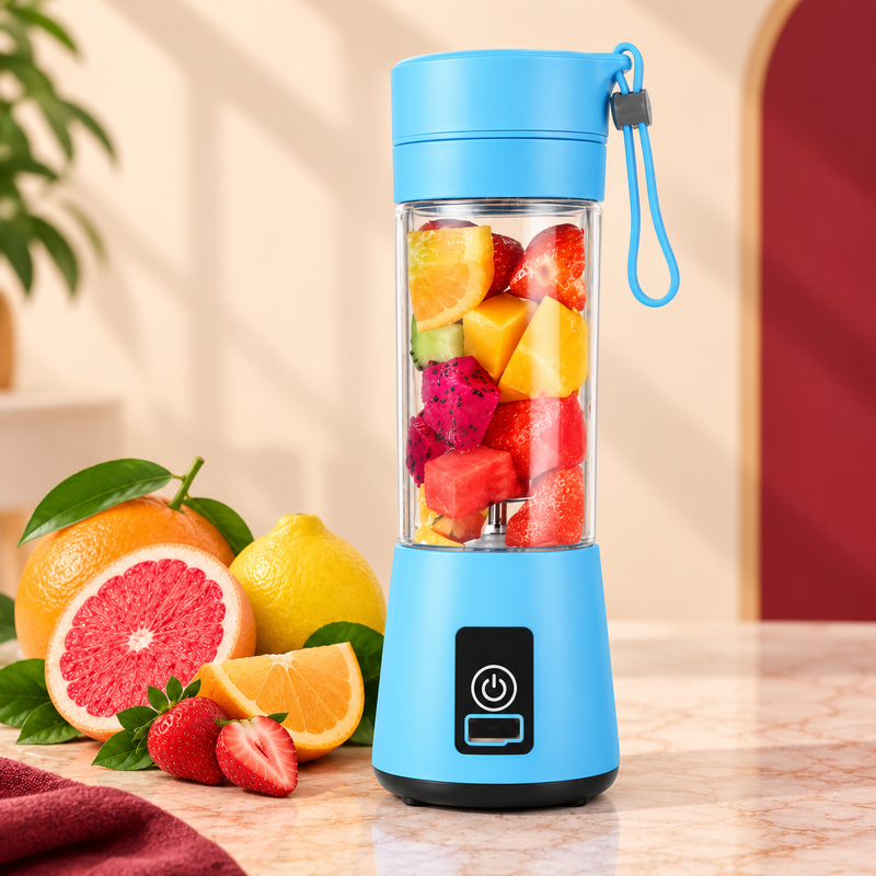 USB Rechargeable Portable Blender – Mini Juicer Bottle with 6 Blades, 380ml