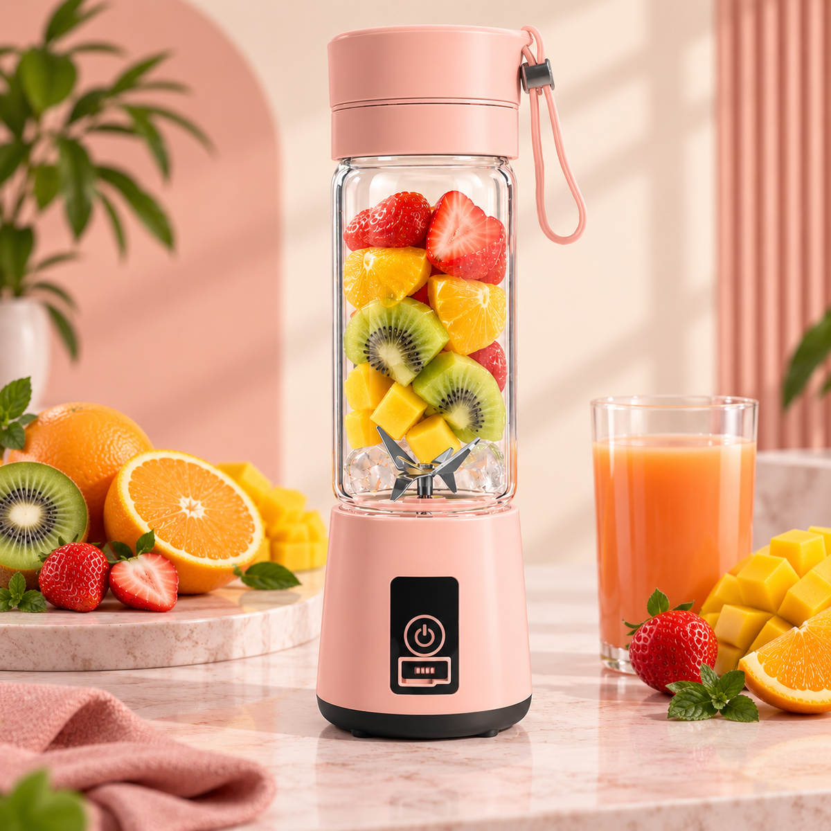 USB Rechargeable Portable Blender – Mini Juicer Bottle with 6 Blades, 380ml